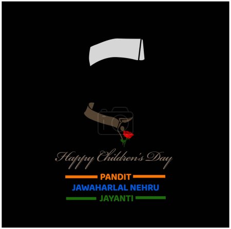 Téléchargez les illustrations : Bonne journée des enfants et Pandit Jawaharlal Nehar Jayanti salutations avec l'icône du visage de Nehru. - en licence libre de droit