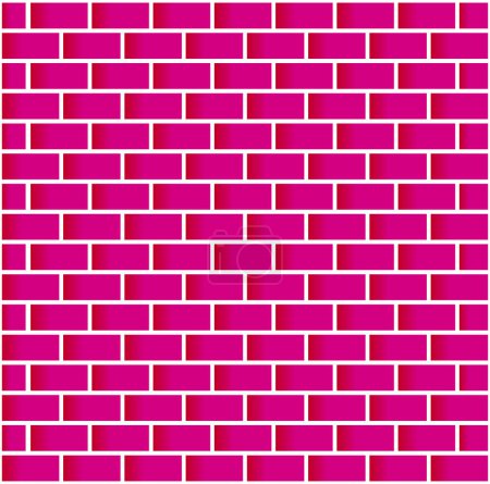 Téléchargez les illustrations : Bright Pink Bricks vector wall background. - en licence libre de droit