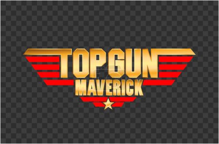 Top Gun Maverick golden typography icon PNG. Top Gun Maverick lettering.