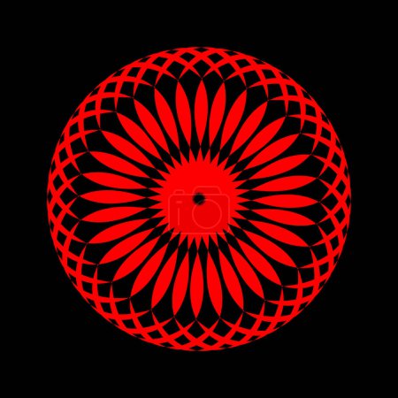 An abstract red intricated round vector mandala.