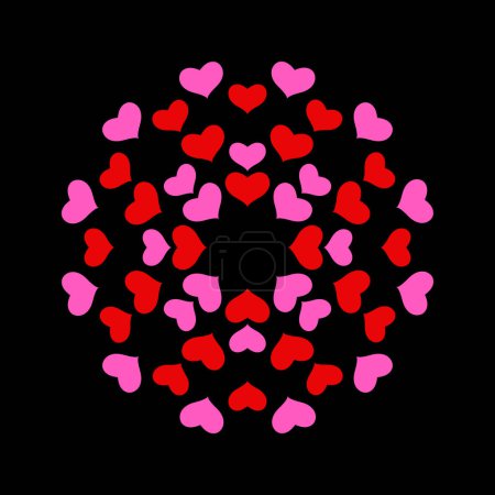 Illustration for Red and pink heart abstract round flower design. - Royalty Free Image