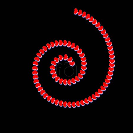 3D spiral red heart vector in one line.