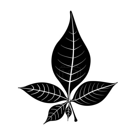 Téléchargez les illustrations : The five Bilva leaf (Belpatra) vector icon in black color. - en licence libre de droit