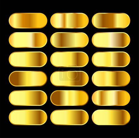 Téléchargez les illustrations : Golden gradients vectoriels ensemble icônes. Set doré. - en licence libre de droit