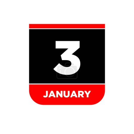 3 January calendar vector icon. 3 Jan card page.