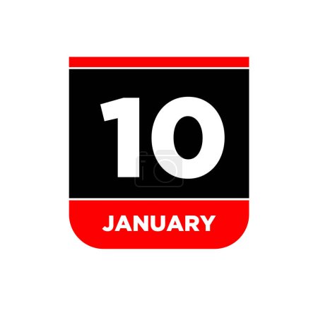 Ilustración de 10 Enero vector calendario vector icono. Tarjeta 10 Jan. - Imagen libre de derechos