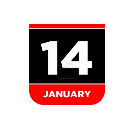 Téléchargez les illustrations : 14 Janvier vecteur calendrier vectoriel icône vectorielle. 14 janv.. - en licence libre de droit
