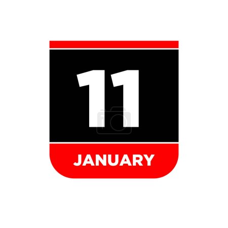 Téléchargez les illustrations : 11 Janvier vecteur calendrier vectoriel icône vectorielle. Carte du 11 janvier. - en licence libre de droit