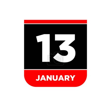 Illustration for 13 January vector calendar vector icon. 13 Jan card. - Royalty Free Image