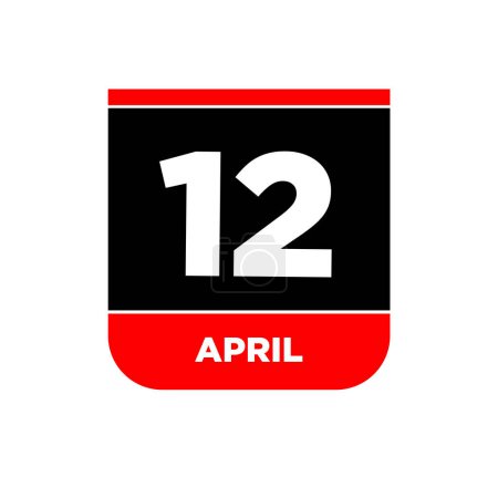 Illustration for 12th April vector icon. 12 April calendar. - Royalty Free Image