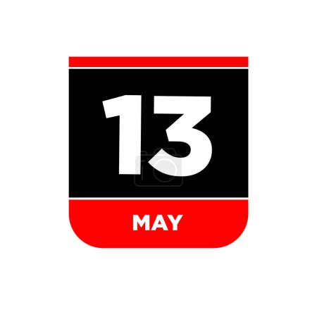 Illustration for 13th May calendar Vector page. 13 May day icon. - Royalty Free Image