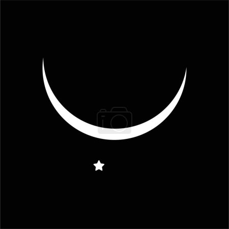 Illustration for Half moon with planet venus star icon. Shukratara and moon. - Royalty Free Image
