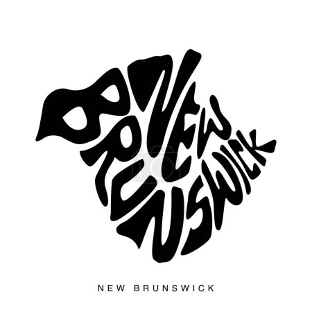 Téléchargez les illustrations : Nouveau-Brunswick carte typographie art. Nouveau-Brunswick lettrage de carte. - en licence libre de droit
