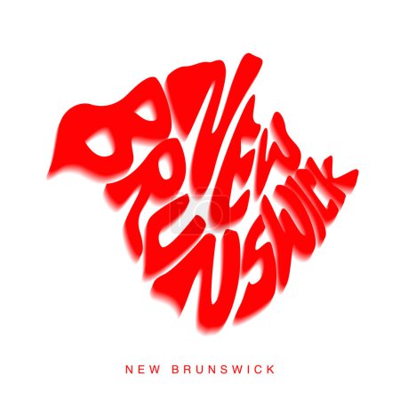 Illustration for New Brunswick map typography art. New Brunswick vector map lettering. - Royalty Free Image