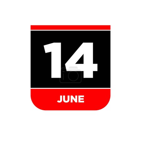 Icône vectorielle du calendrier 14 juin. 14 juin monogramme.