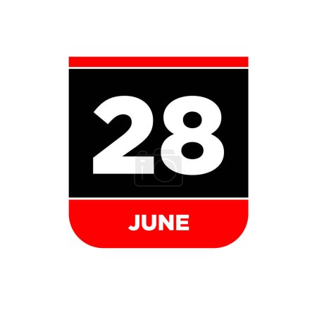 28. Juni Kalenderdatum Vektorsymbol. Schriftzug 28. Juni.