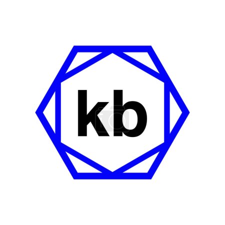 KB hexagon typography monogram. KB lettering icon.