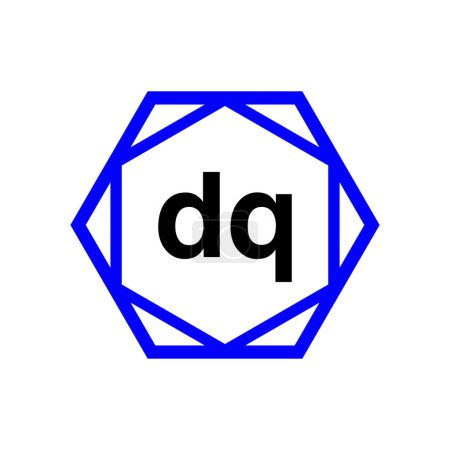 DQ hexagon typography monogram. DQ lettering icon.