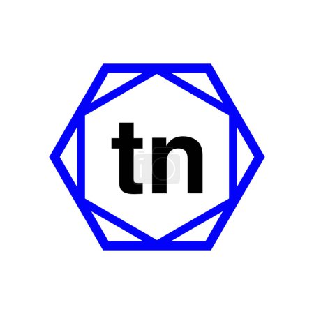 TN hexagon typography monogram. TN lettering icon.