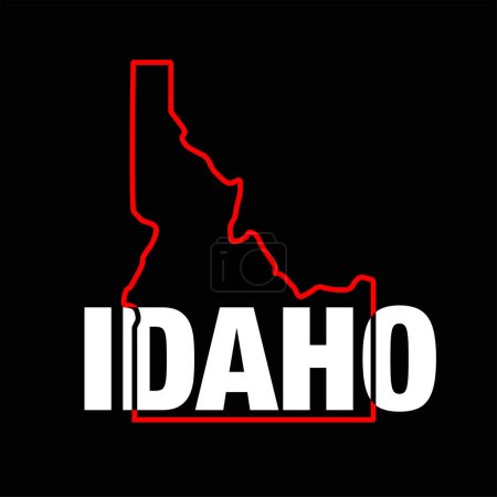 IDAHO state map typography on black background.