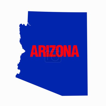 Téléchargez les illustrations : Carte Arizona avec illustration vectorielle de couleur bleue. - en licence libre de droit