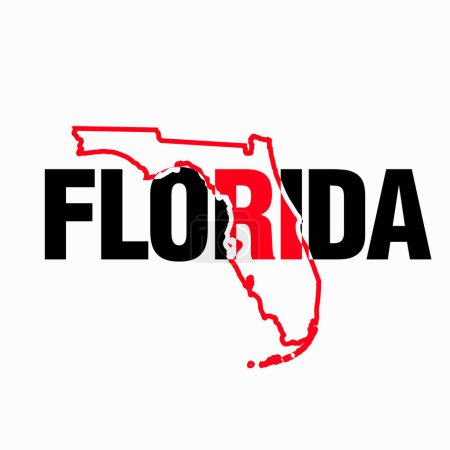 Téléchargez les illustrations : Floride USA état carte typographie vectoriel illustration. - en licence libre de droit