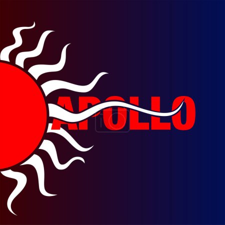 Illustration for Apollo typography vector icon with sun form. - Royalty Free Image