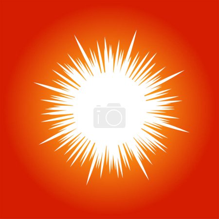 The white sun on orange background. powerful light of sun.
