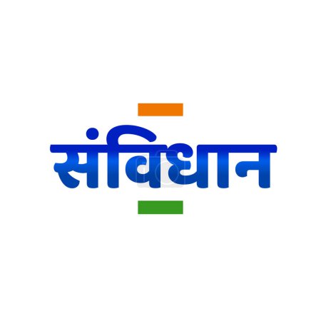Illustration for Constitution written in Devanagari text with indian flag color. - Royalty Free Image