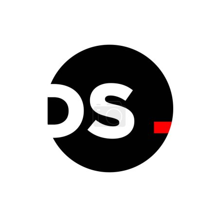 DS brand name vector icon with red dot.