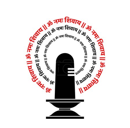 Ilustración de THIRUVANANTHAPURAM Señor más grande Shivlinga icono vector ilustración con el mantra hindi Shiva. - Imagen libre de derechos