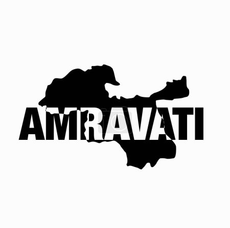 Illustration pour Carte du district d'Amravati typographie. Amravati est un quartier du Maharashtra. - image libre de droit