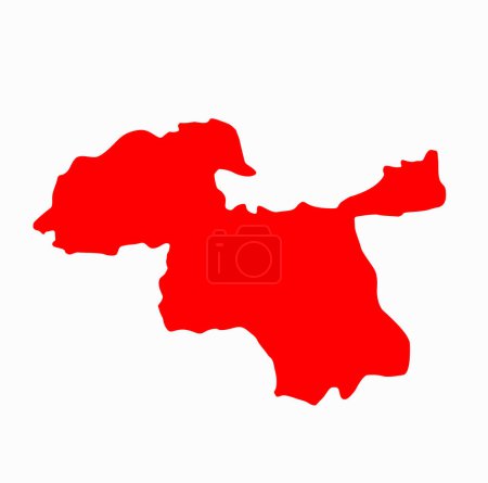 Illustrazione per Mappa del distretto di Amravati di colore rosso. Amravati è un distretto del Maharashtra. - Immagini Royalty Free