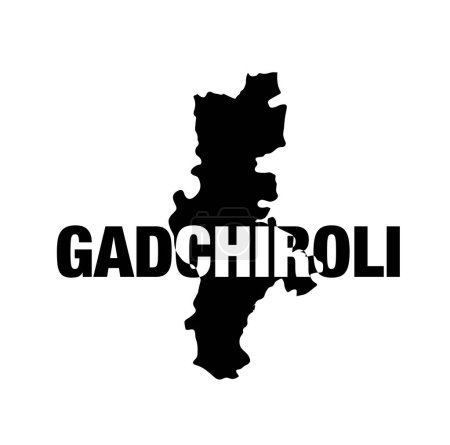 Illustration for Gadchiroli dist map typography. Gadchiroli is a district of Maharashtra. - Royalty Free Image