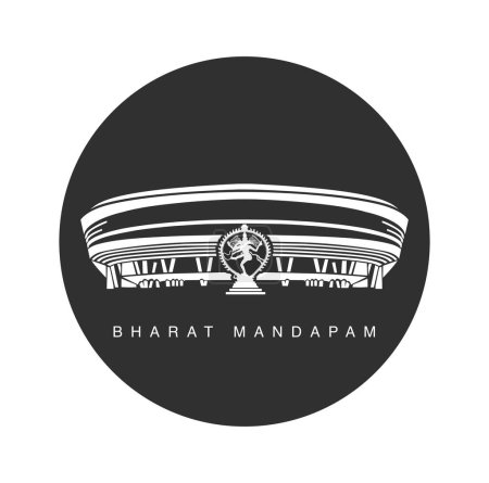 Ilustración de Bharat Mandapam (Salón de los Pilares en la India) con Nataraj Shiva estatua vector icono. - Imagen libre de derechos