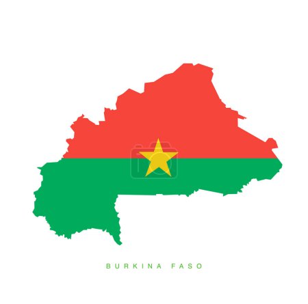 Téléchargez les illustrations : Illustration de carte vectorielle Burkina Faso avec drapeau national couleur. - en licence libre de droit