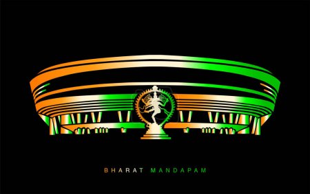 Ilustración de Bharat Mandapam icono de vector. Un salón indio con columnas rituales públicos en la arquitectura india. - Imagen libre de derechos