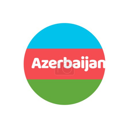 Illustration for Azerbaijan country name vector lettering with national flag color. - Royalty Free Image