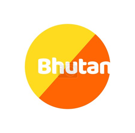 Illustration for Bhutan Country name typography with national flag color. - Royalty Free Image