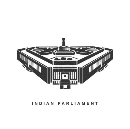 Ilustración de El Nuevo Parlamento de la India edificio signo vectorial. - Imagen libre de derechos