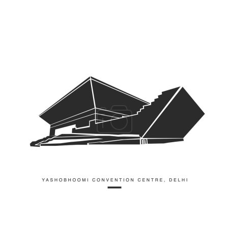 Ilustración de YashoBhoomi centro de convenciones Edificio en Delhi vector icono. - Imagen libre de derechos