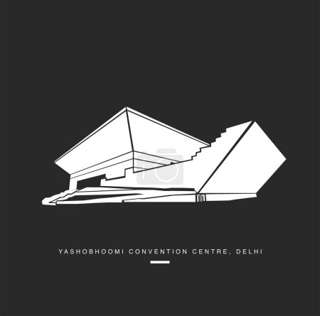 Ilustración de YashoBhoomi centro de convenciones Edificio en Delhi vector icono. - Imagen libre de derechos