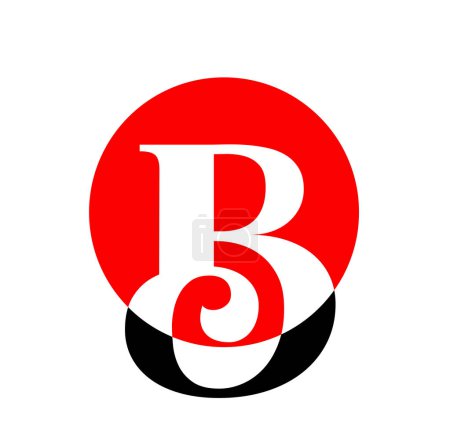 Téléchargez les illustrations : Marque B lettres avec icône ronde rouge. Logo B. - en licence libre de droit