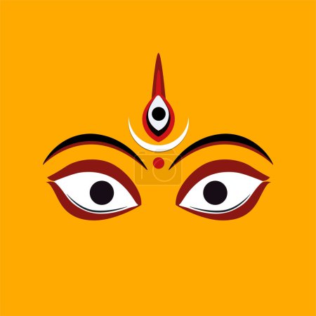 Illustration for Lord Durga eyes gesture with an angry style. - Royalty Free Image