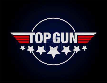 TOPGUN tipografía vector monograma. Monograma Top Gun con siete estrellas.