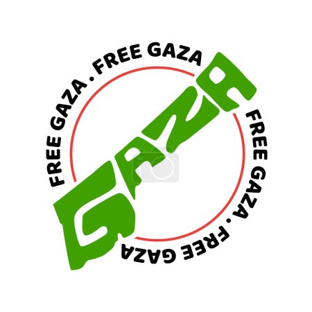 Téléchargez les illustrations : Texte gratuit de Gaza avec typographie de carte de Gaza. - en licence libre de droit