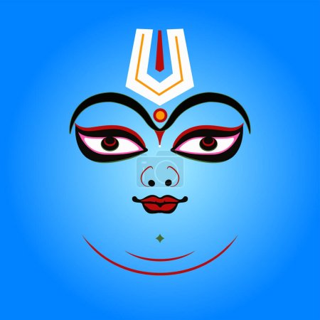 Illustration for Lord Vishnu face vector illustration on blue color. - Royalty Free Image