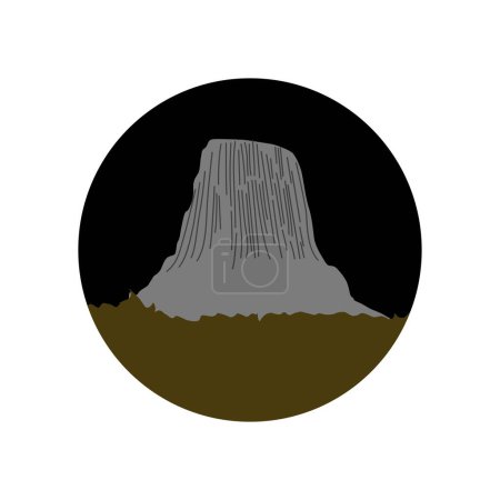 Illustration for Devils Tower Lodge in Devils Tower, Wyoming vector icon - Royalty Free Image
