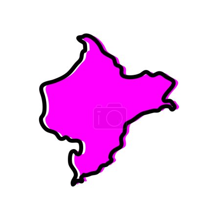 Illustration for Loreto region of Peru vector map illustration. - Royalty Free Image