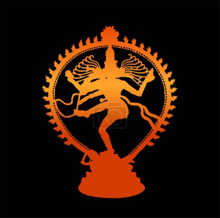 Illustration for Shiva Nataraj vector icon with worm color on black background. - Royalty Free Image